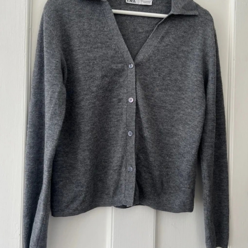 Dark Gray Button-Up Collared Sweater - image 1